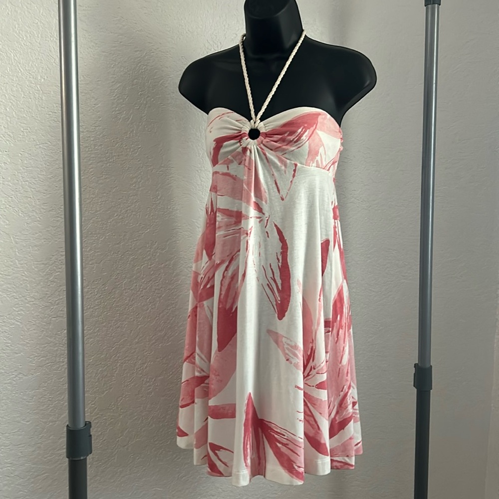 Pink and White floral halter dress